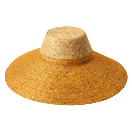 Jute Handwoven Straw Hat In Nude & Golden Yellow - Sumiye Co