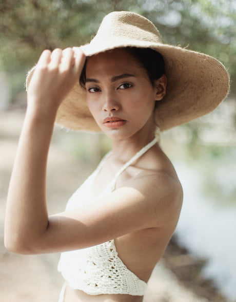 RIRI Jute Handwoven Straw Hat In Natural Beige - Sumiye Co