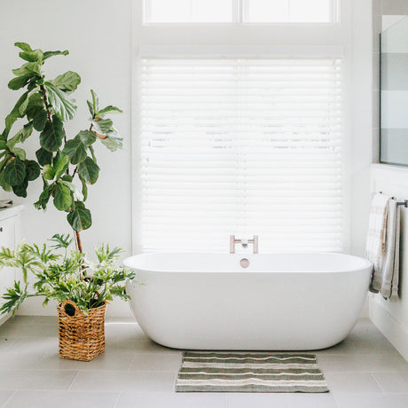 Aden Bath Mat 24" x 36" - Grey / Natural Hand Spun Cotton - Sumiye Co