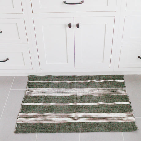 Aden Bath Mat 24" x 36" - Grey / Natural Hand Spun Cotton - Sumiye Co