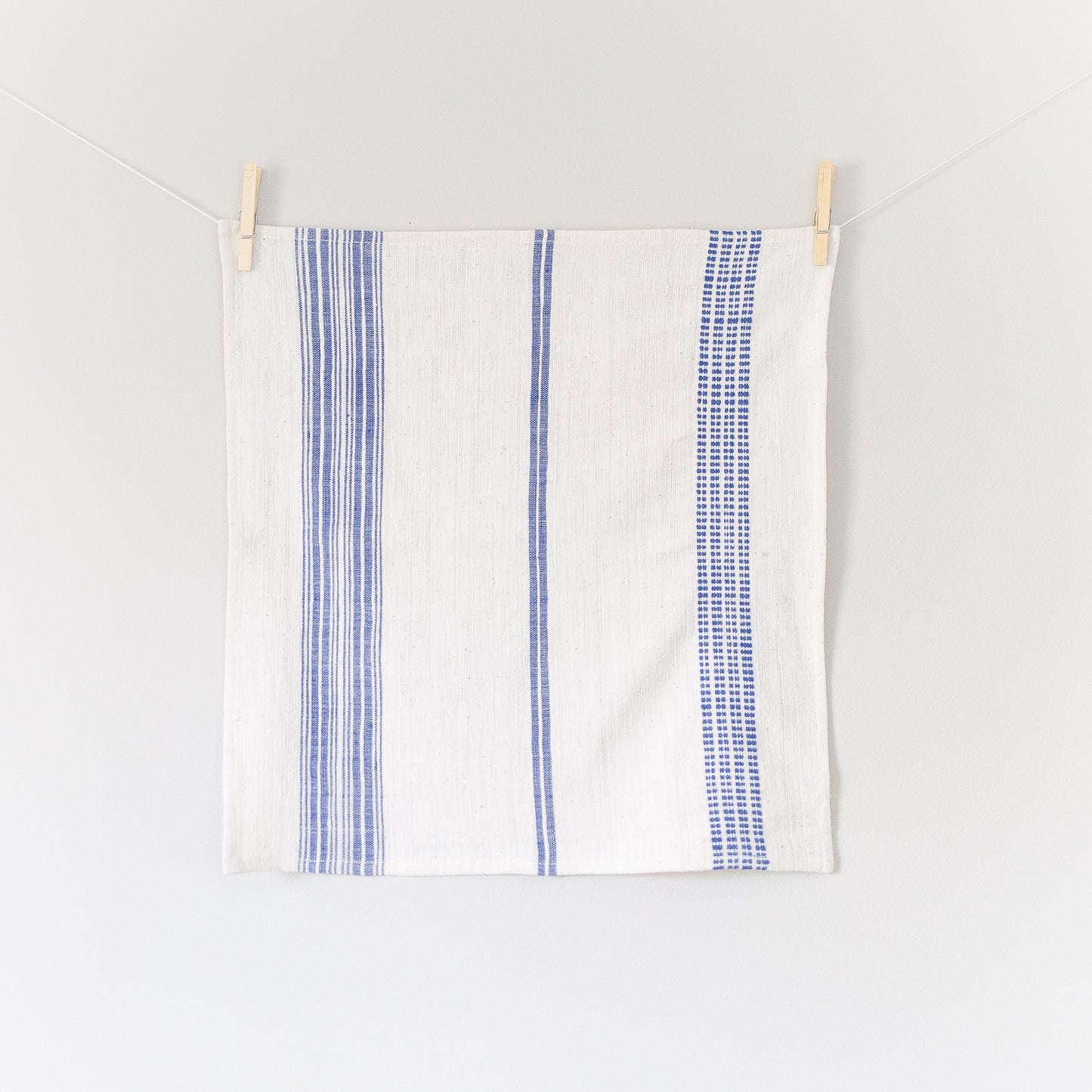 Aden Cloth Napkins - Natural / Blue Hand-Spun Cotton- Set of 4