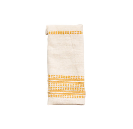 Aden Cloth Napkins - Natural / Gold  Hand-Spun Cotton- Set of 4 - Sumiye Co