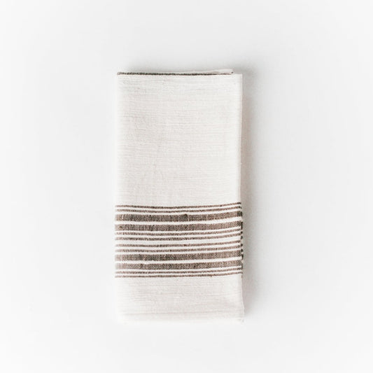 Aden Cloth Napkins - Natural / Grey Hand-Spun Cotton - Set of 4