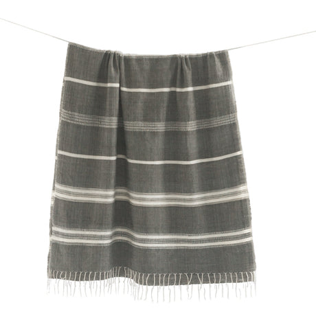Aden Throw Blanket 38" x 72" |  Grey / Natural Hand-Spun Cotton - Sumiye Co