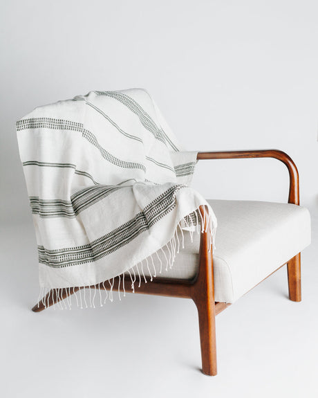 Aden Throw Blanket 38" x 72" | Natural / Grey Natural Hand-Spun Cotton - Sumiye Co