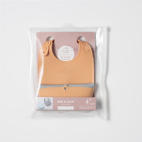 Roll & Lock Silicone Bib 2-pack - Toffee + Dove Grey by Miniware - Sumiye Co