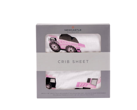 Pink Digger Bamboo Crib Sheet-0