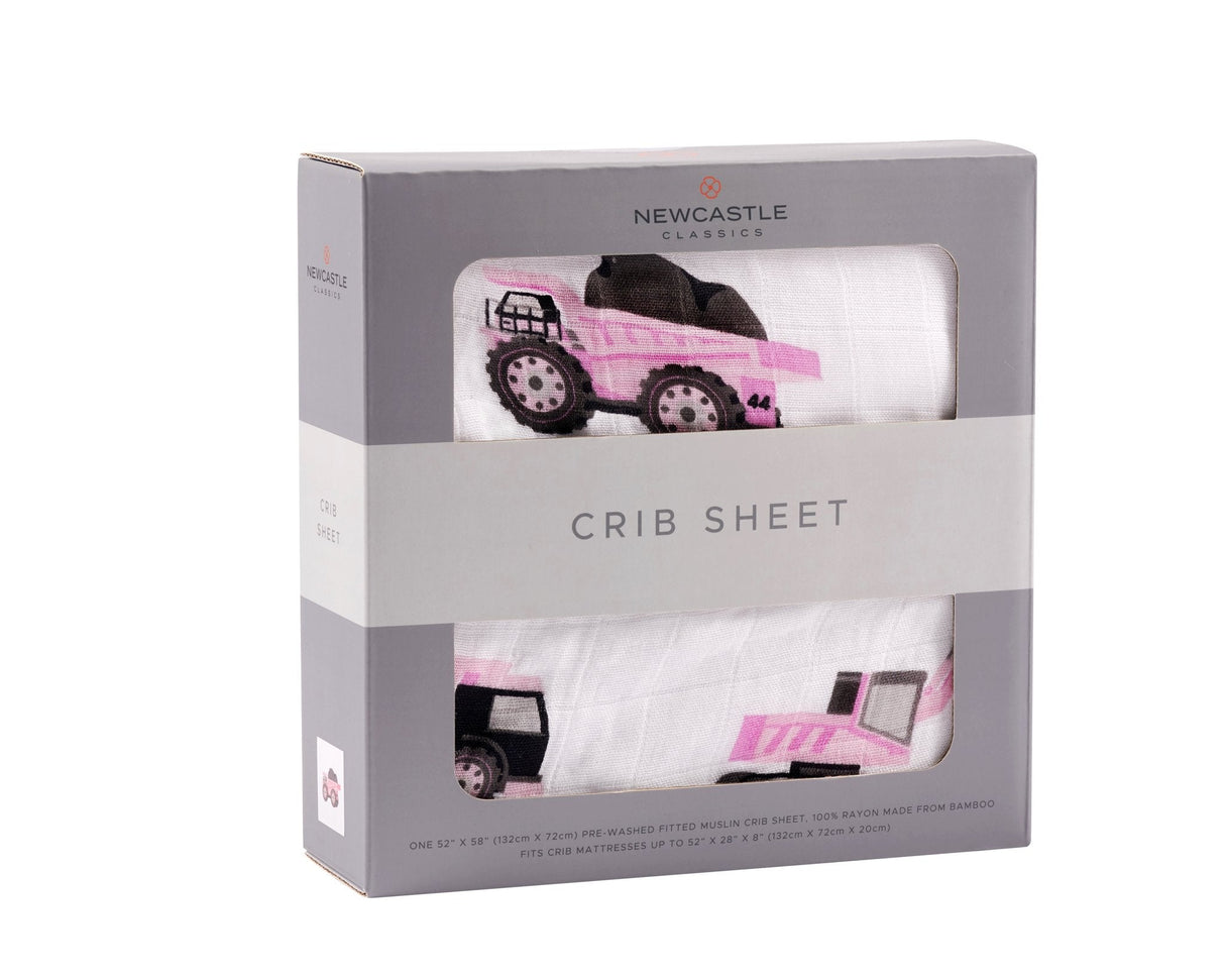 Pink Digger Bamboo Crib Sheet-3
