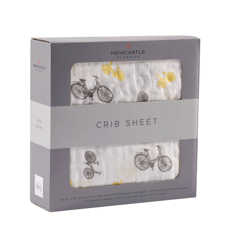 Vintage Bicycle Bamboo Muslin Crib Sheet-2
