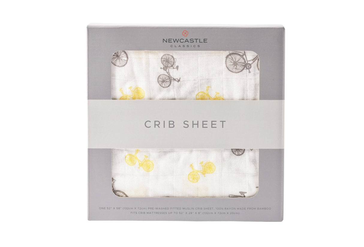 Vintage Bicycle Bamboo Muslin Crib Sheet-0
