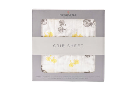 Vintage Bicycle Bamboo Muslin Crib Sheet-0