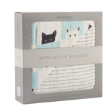 Peek-A-Boo Cats and Pencil Stripe Bamboo Muslin Newcastle Blanket-1