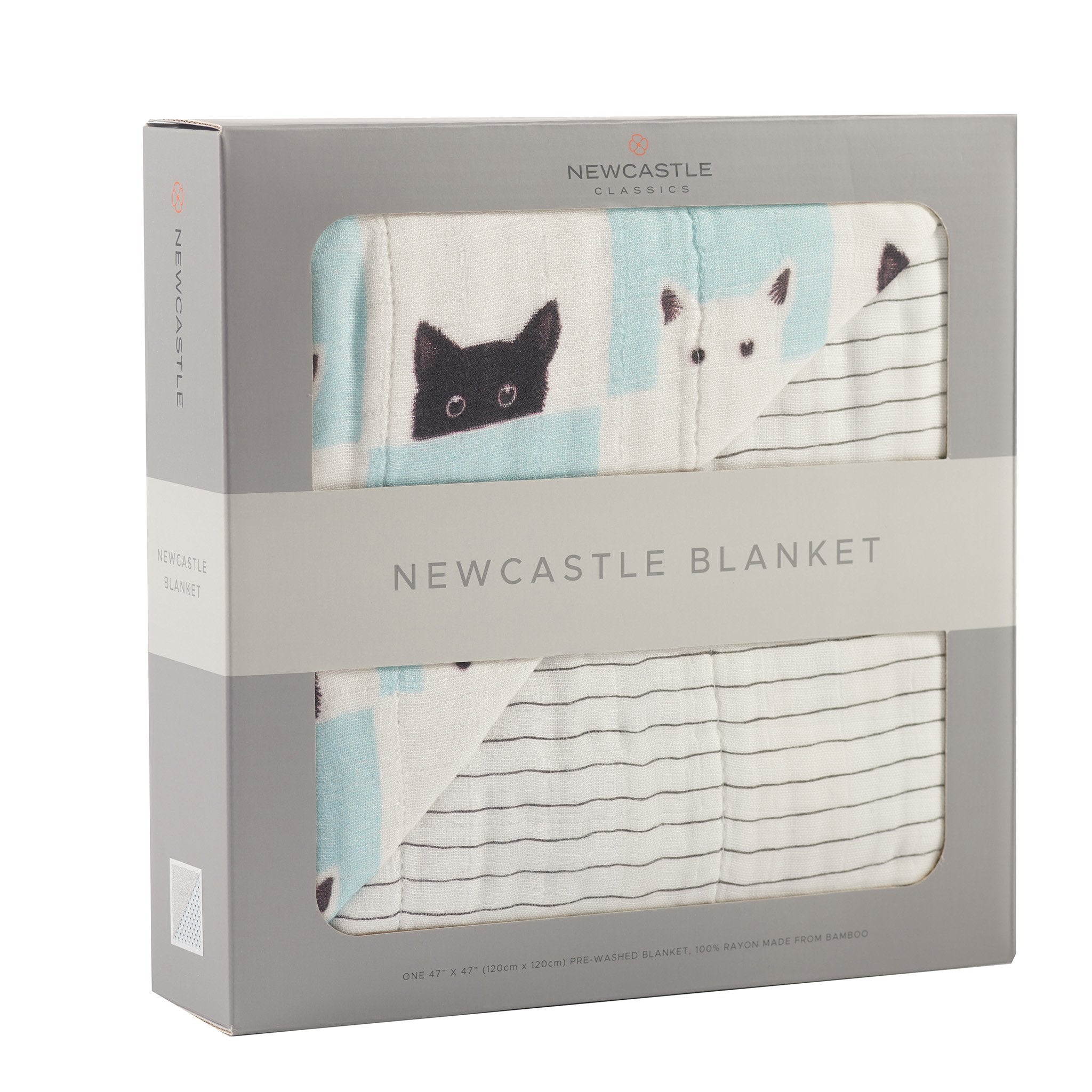 Peek-A-Boo Cats and Pencil Stripe Bamboo Muslin Newcastle Blanket-1