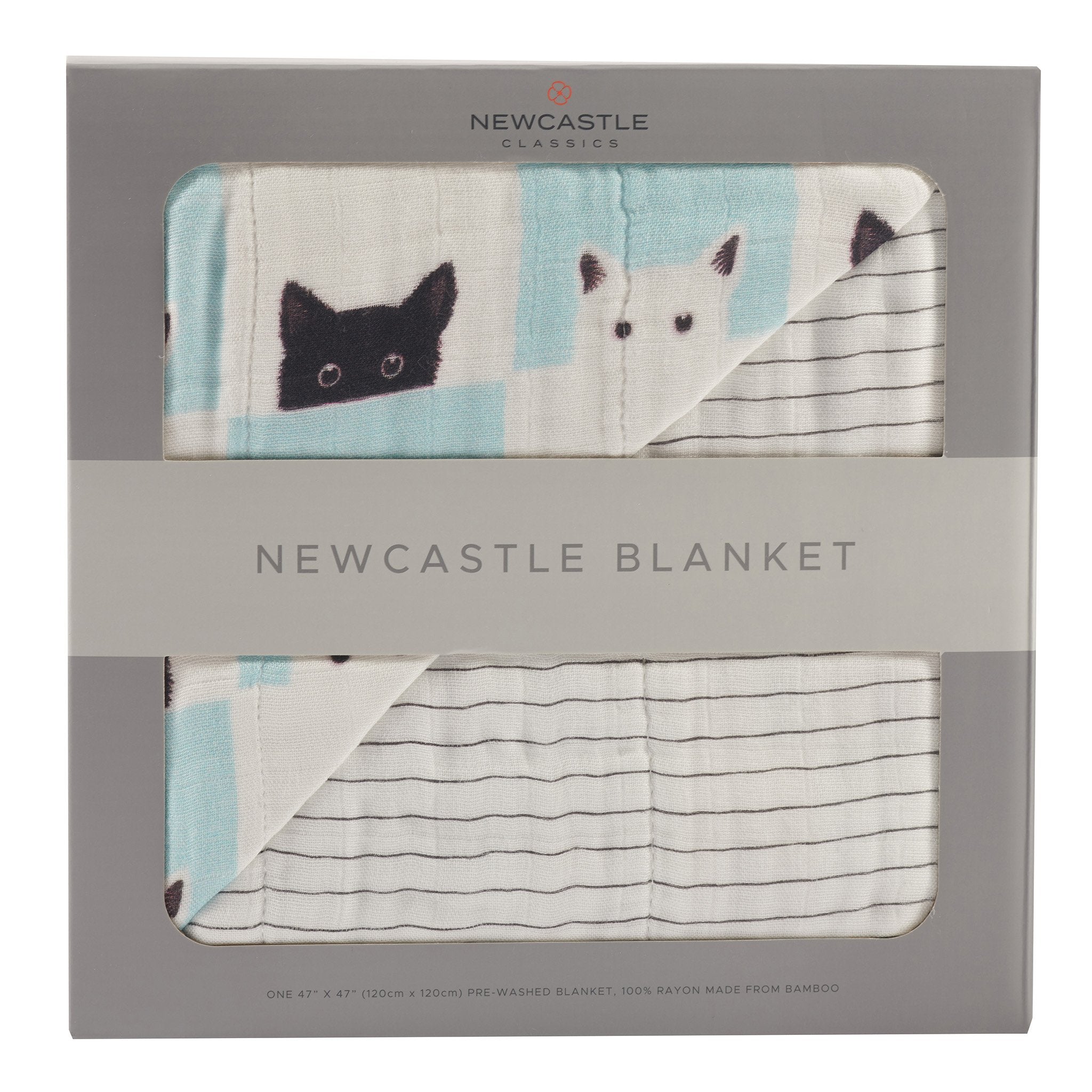 Peek-A-Boo Cats and Pencil Stripe Bamboo Muslin Newcastle Blanket-0