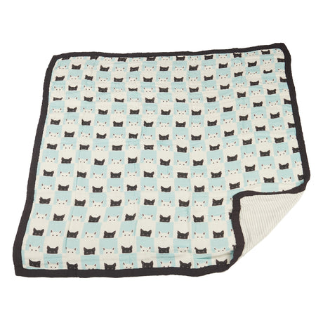Peek-A-Boo Cats and Pencil Stripe Bamboo Muslin Newcastle Blanket-2