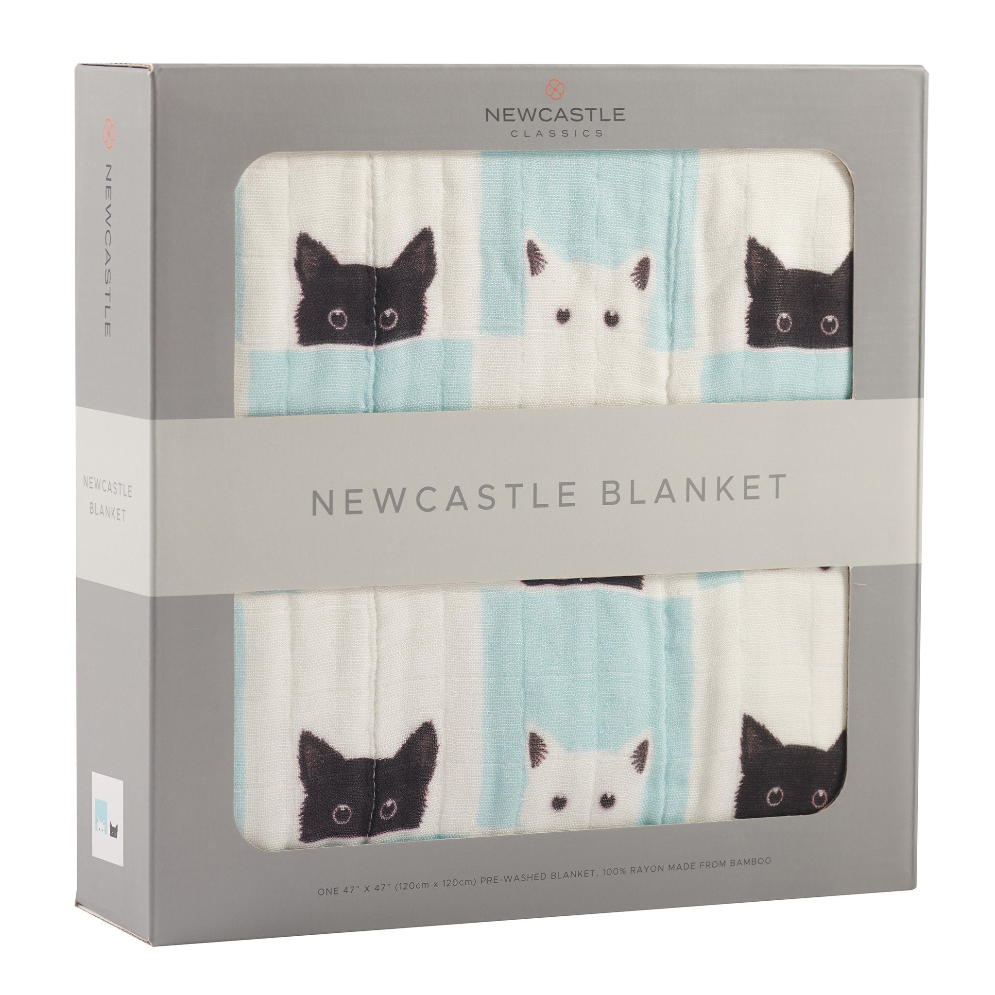 Peek-A-Boo Cats and White Bamboo Muslin Newcastle Blanket-1