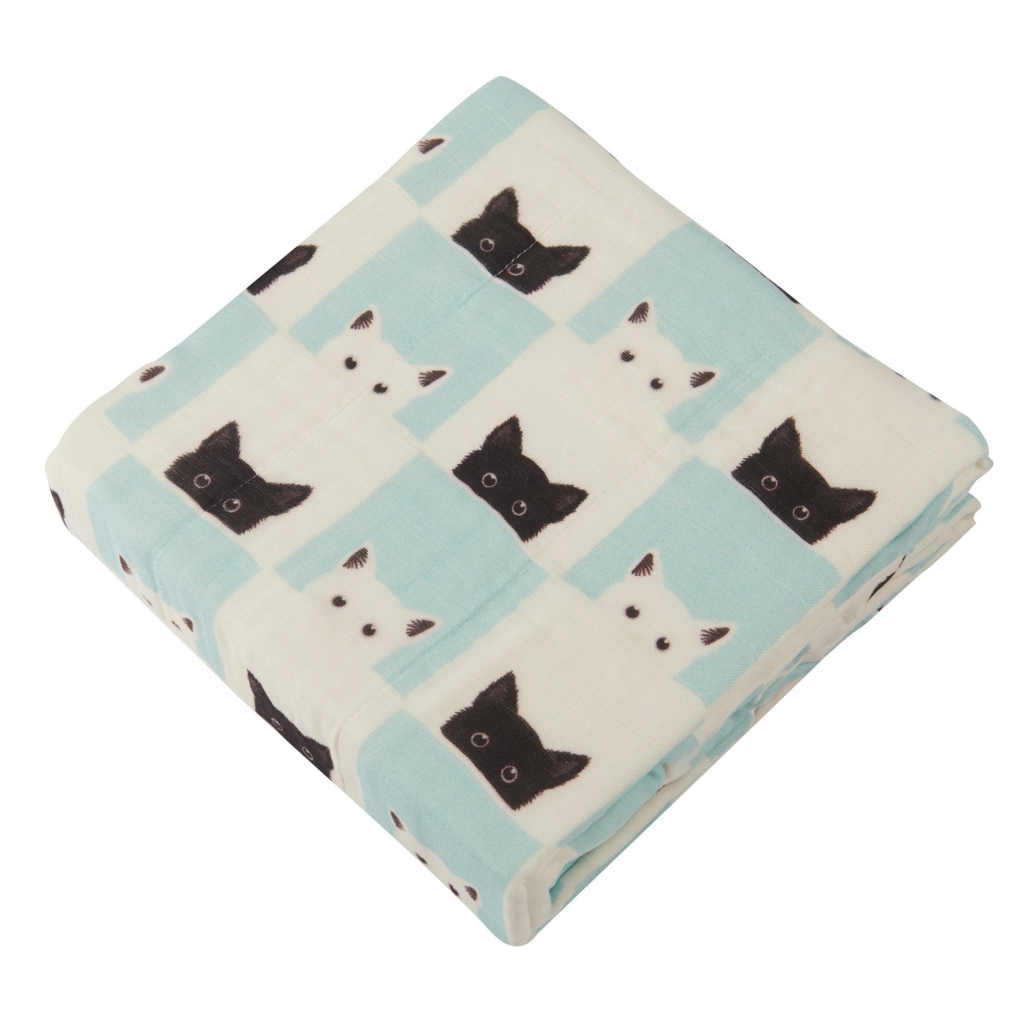 Peek-A-Boo Cats and White Bamboo Muslin Newcastle Blanket-3