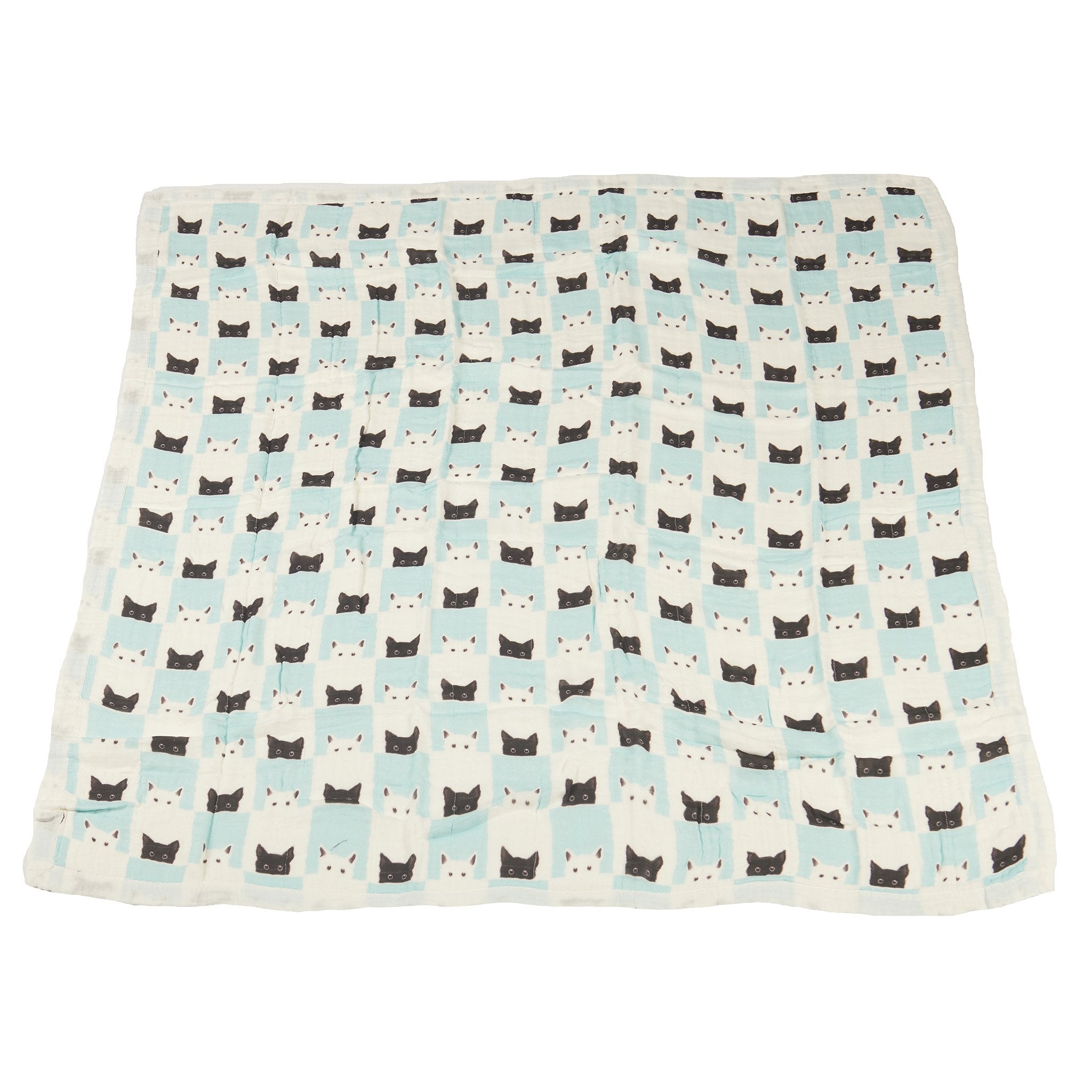 Peek-A-Boo Cats and White Bamboo Muslin Newcastle Blanket-2