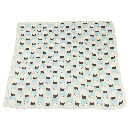 Peek-A-Boo Cats and White Bamboo Muslin Newcastle Blanket-2