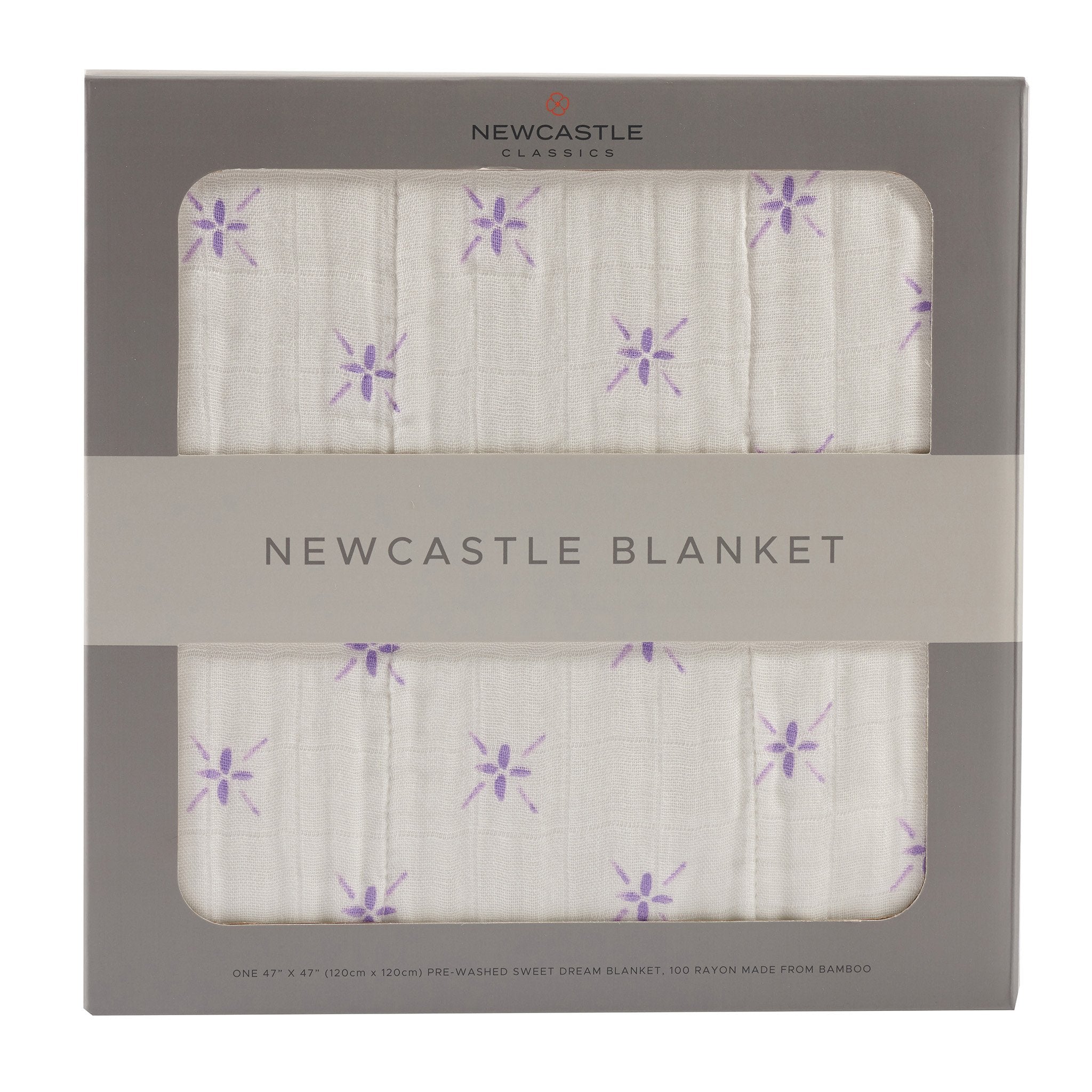 Lavender Flower and White Bamboo Muslin Newcastle Blanket-0