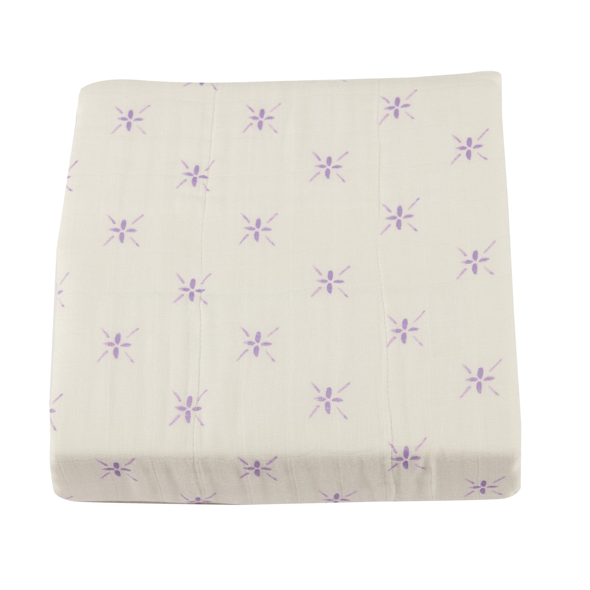 Lavender Flower and White Bamboo Muslin Newcastle Blanket-4