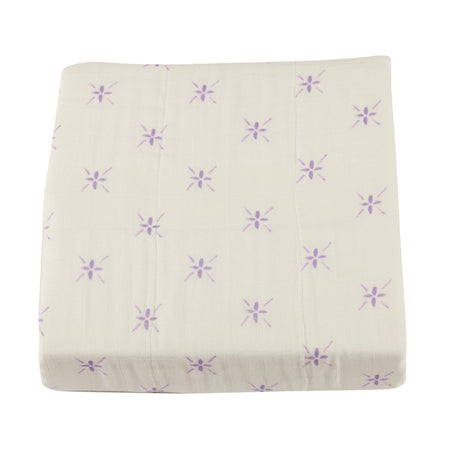 Lavender Flower and White Bamboo Muslin Newcastle Blanket-4