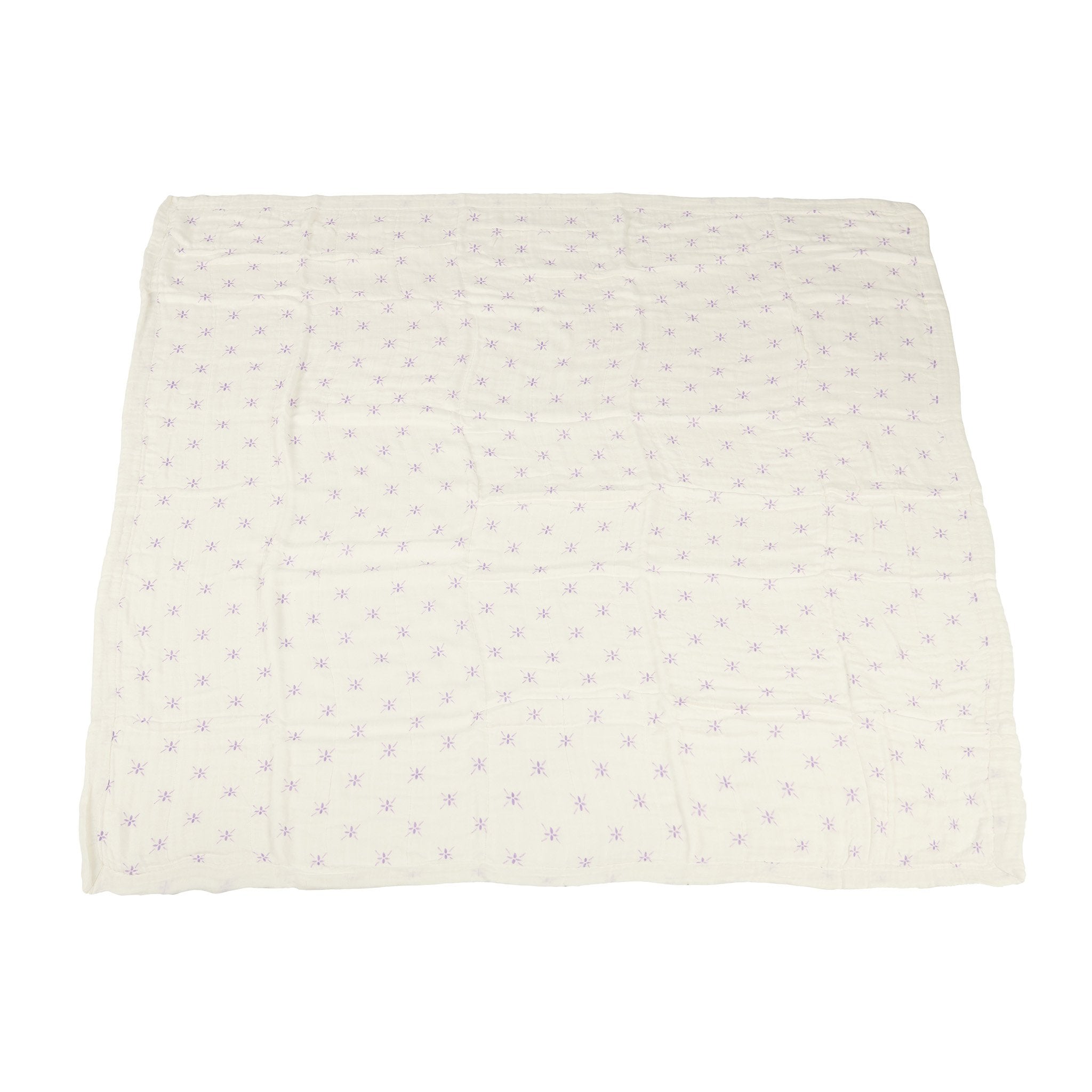 Lavender Flower and White Bamboo Muslin Newcastle Blanket-3