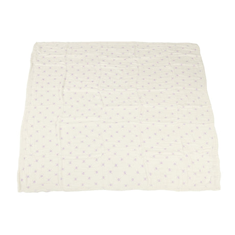 Lavender Flower and White Bamboo Muslin Newcastle Blanket-3