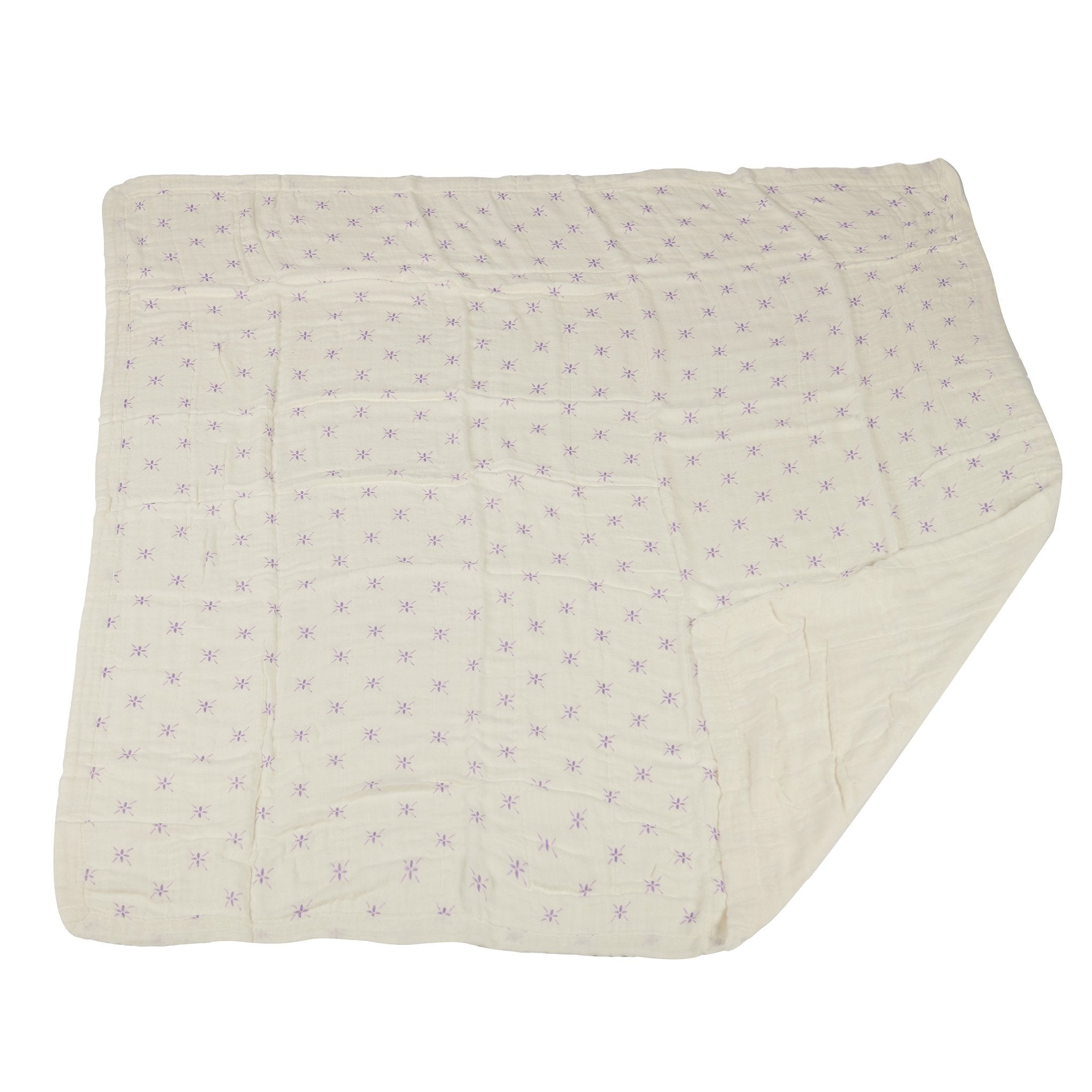 Lavender Flower and White Bamboo Muslin Newcastle Blanket-2