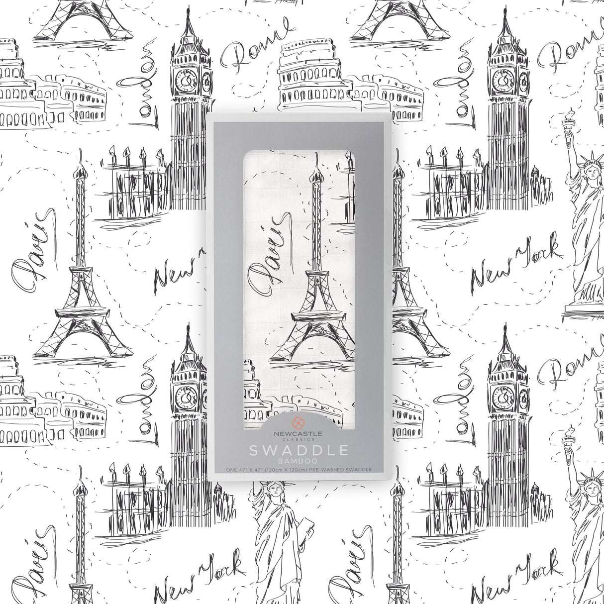 London, Paris, New York Bamboo Swaddle-4