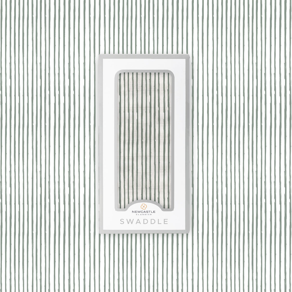 Sage Green Stripe Bamboo Swaddle-1