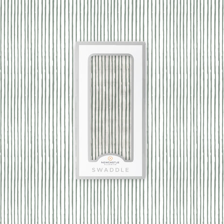 Sage Green Stripe Bamboo Swaddle-1
