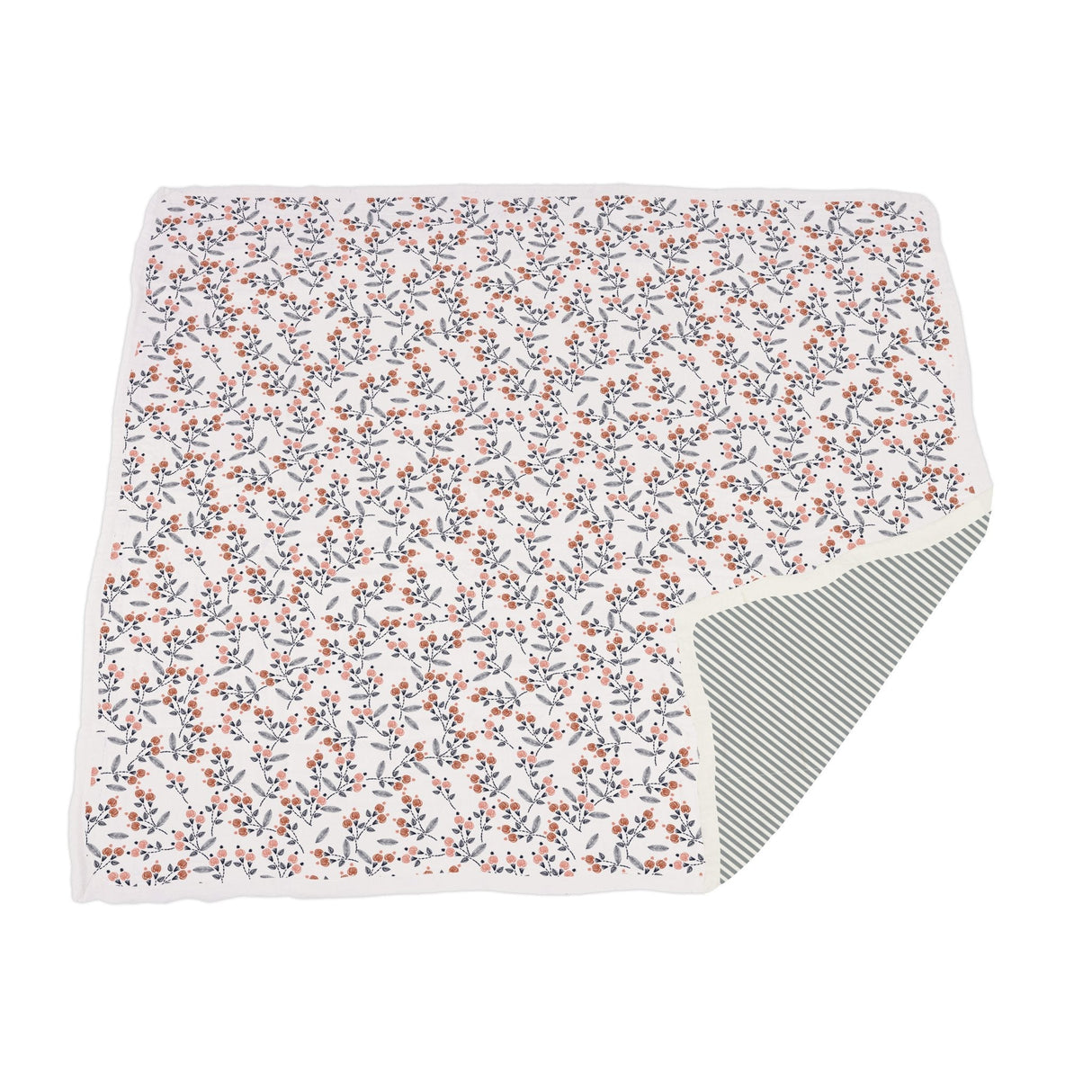 Dahlia Floral and Finley Stripe Bamboo Muslin Newcastle Blanket-3