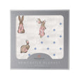Powder Pink Bunnies and Periwinkle Diamond Polka Dot Bamboo Newcastle Blanket-0