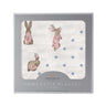 Powder Pink Bunnies and Periwinkle Diamond Polka Dot Bamboo Newcastle Blanket-0
