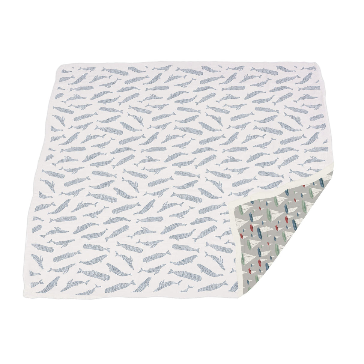 Blue Shadow Whales and Marina Sailboats Bamboo Newcastle Blanket-3