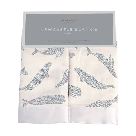 Blue Shadow Whales Bamboo Newcastle Blankie-0
