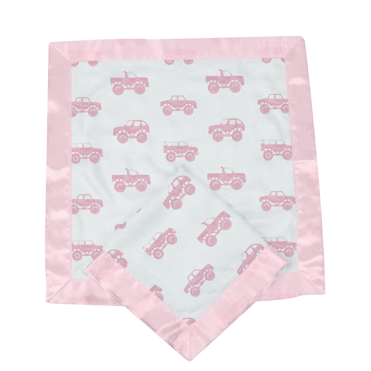 Pink Monster Trucks Bamboo Newcastle Blankie-2