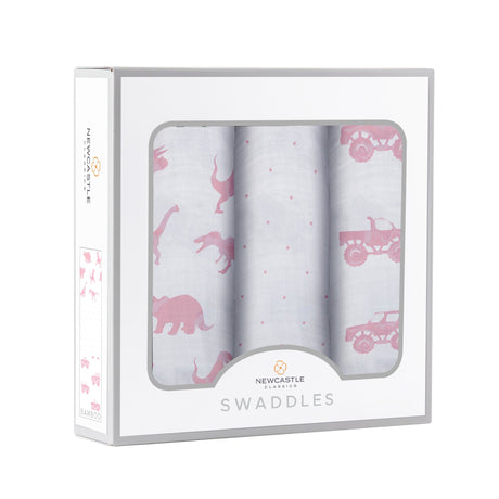 Pretty In Pink Bamboo Muslin Swaddle 3PK-1