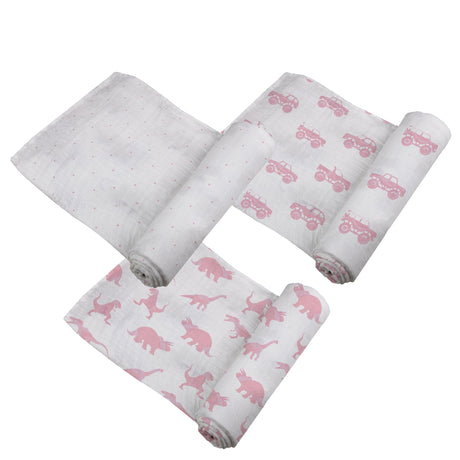 Pretty In Pink Bamboo Muslin Swaddle 3PK-2