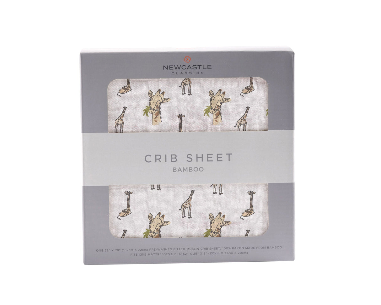 Hungry Giraffe Bamboo Muslin Crib Sheet-0