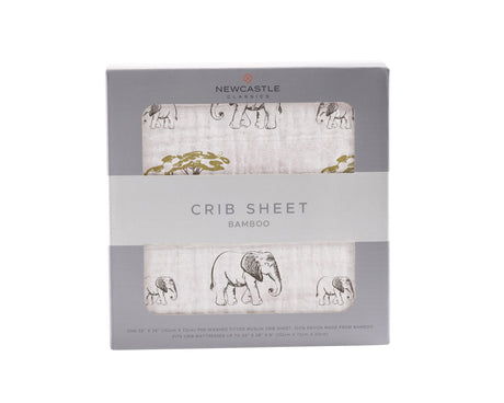 Rhinos and Elephants Bamboo Muslin Crib Sheet-0