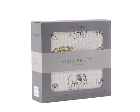 Rhinos and Elephants Bamboo Muslin Crib Sheet-2