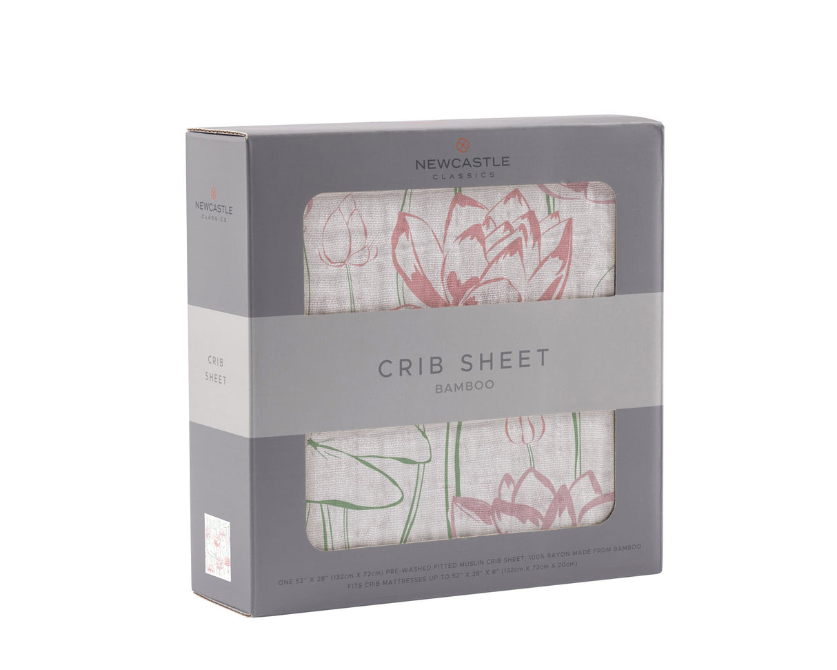 Water Lily Bamboo Muslin Crib Sheet-2