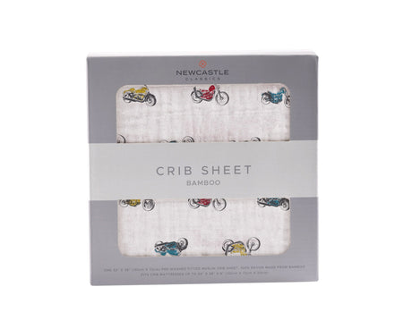 Vintage Motorcycles Bamboo Muslin Crib Sheet-0