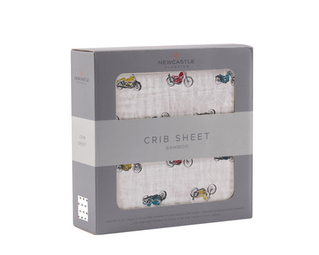 Vintage Motorcycles Bamboo Muslin Crib Sheet-2