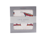 Vintage Steam Train Bamboo Crib Sheet-0