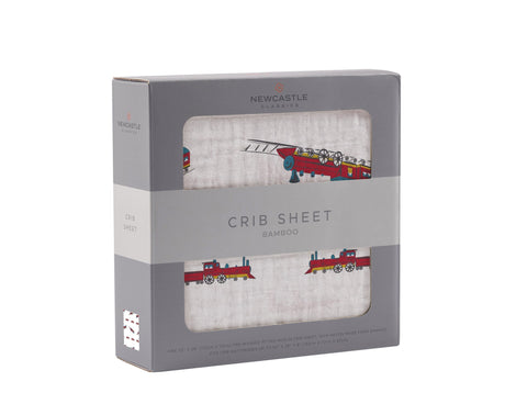 Vintage Steam Train Bamboo Crib Sheet-2