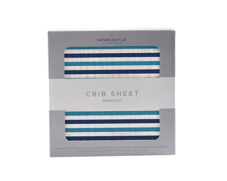 Blue and White Stripe Bamboo Crib Sheet-0
