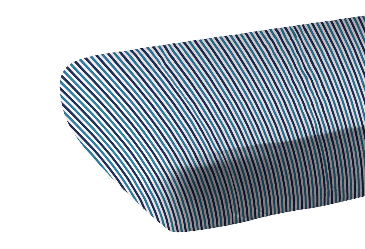 Blue and White Stripe Bamboo Crib Sheet-1